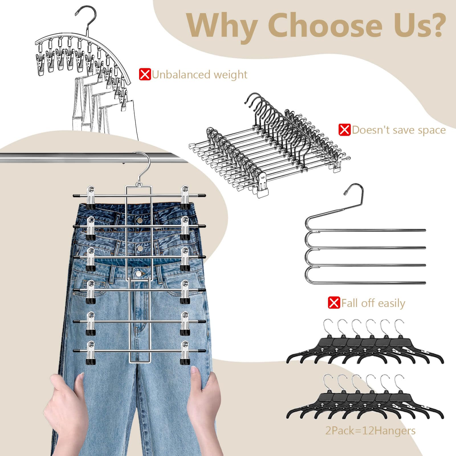 Yelthorvyn Pants Hangers with Clips